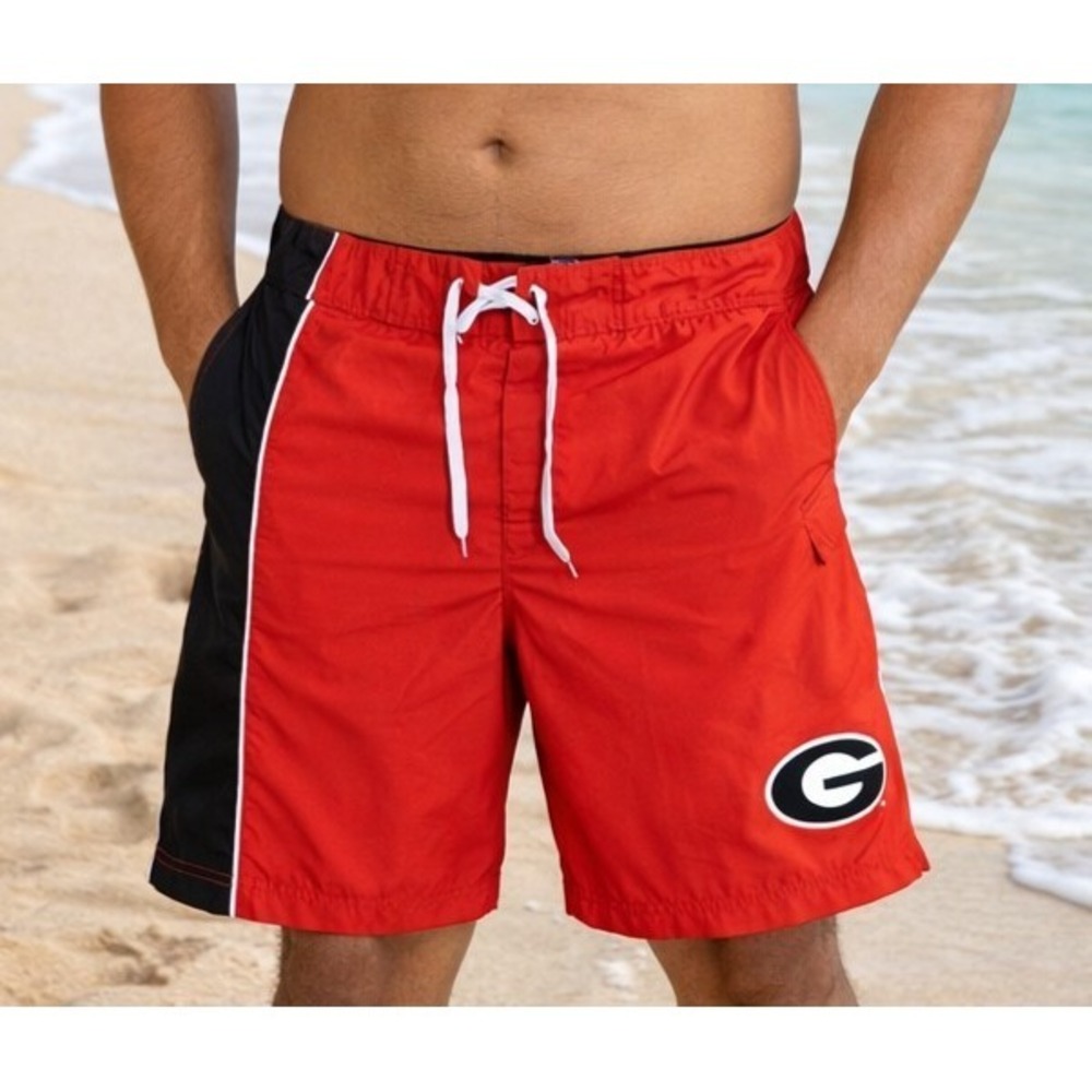 Georgia Bulldogs Swim Trunks Men's 36 XL Red Black Beach NCAA Shorts Fan Gear